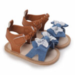 Infant Girls Bowknot Summer Sandals Soft Sole Braided Ankle Strap First Walker Shoes