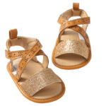 Glam Glitter Metallic Infant Sandals Sparkling First Walker Open Toe Cross-Strap Summer Shoes