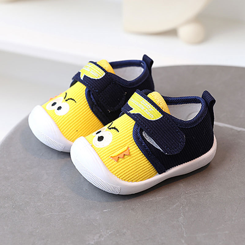 BPC162103-YellowBlue Playful Crocodile Cartoon Baby First Walkers Non-Slip Soft Ribbed Toddler Shoes with Velcro Strap - Image 1
