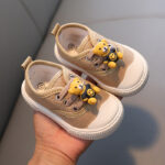 3D Cartoon Bear Toddler Canvas Shoes Soft Sole Elastic Lace Baby Sneakers