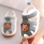 Baby Cartoon Bear Soft First Walker Sandals Non-Slip Closed-Toe Summer Shoes for Boys & Girls