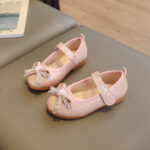 Elegant Girls' Pearl Ribbon Princess Shoes Soft Sole Mary Jane Party Flats for Toddlers & Kids