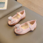 Charming Heart-Bow Princess Party Flats Lightweight & Secure Dress Footwear for Baby Girls
