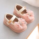 Baby Girls Princess Bow Mary Jane Shoes Soft Non-Slip First Walker Toddler Party Shoes