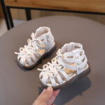 Toddler Girls Pearl & Bow-Knot Gladiator Sandals Non-Slip Soft Sole High-Top Summer Shoes