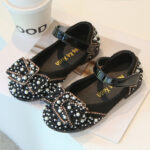 Girls Crystal Pearl Bow Princess Shoes Fancy Party Flat Shoes for Baby & Little Girls